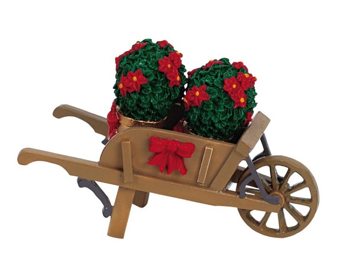 Lemax Wheelbarrow with Poinsettias